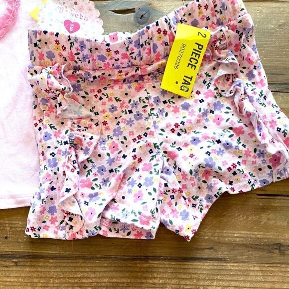 Btween 3 Piece Outfit Pink Floral Shorts Top Hair Tie - Picture 3 of 12